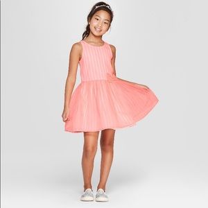 CAT & JACK - Girls' Stripe Dressy Dress - Coral
